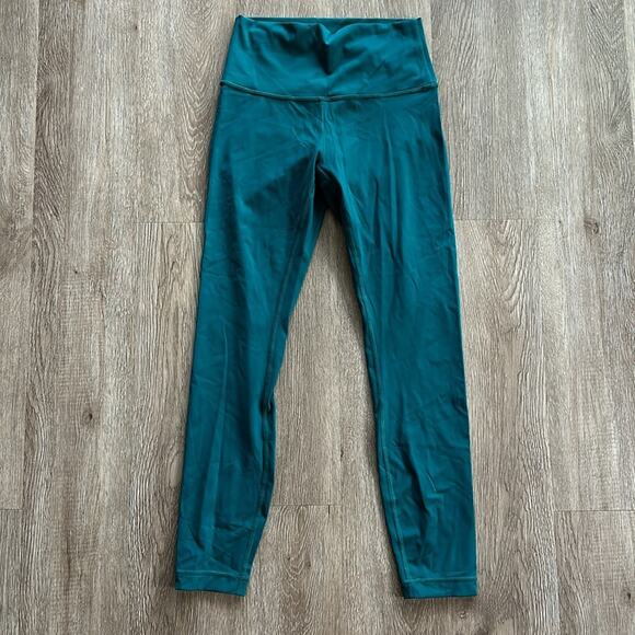 Lululemon Wunder Under High Rise 25" Leggings Size 6 Emerald Green Nulux Fabric - Picture 2 of 7